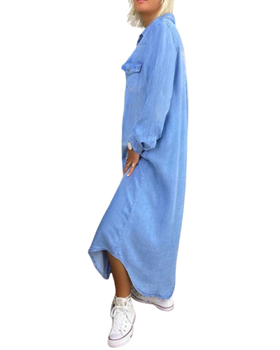 Lina - Langärmliges Maxikleid aus Denim