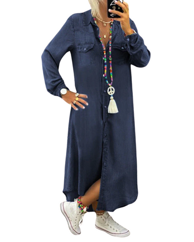 Lina - Langärmliges Maxikleid aus Denim